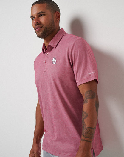 St Louis Cardinals Playoff Pitch Polo Heather Red | Travis Mathew Everyday