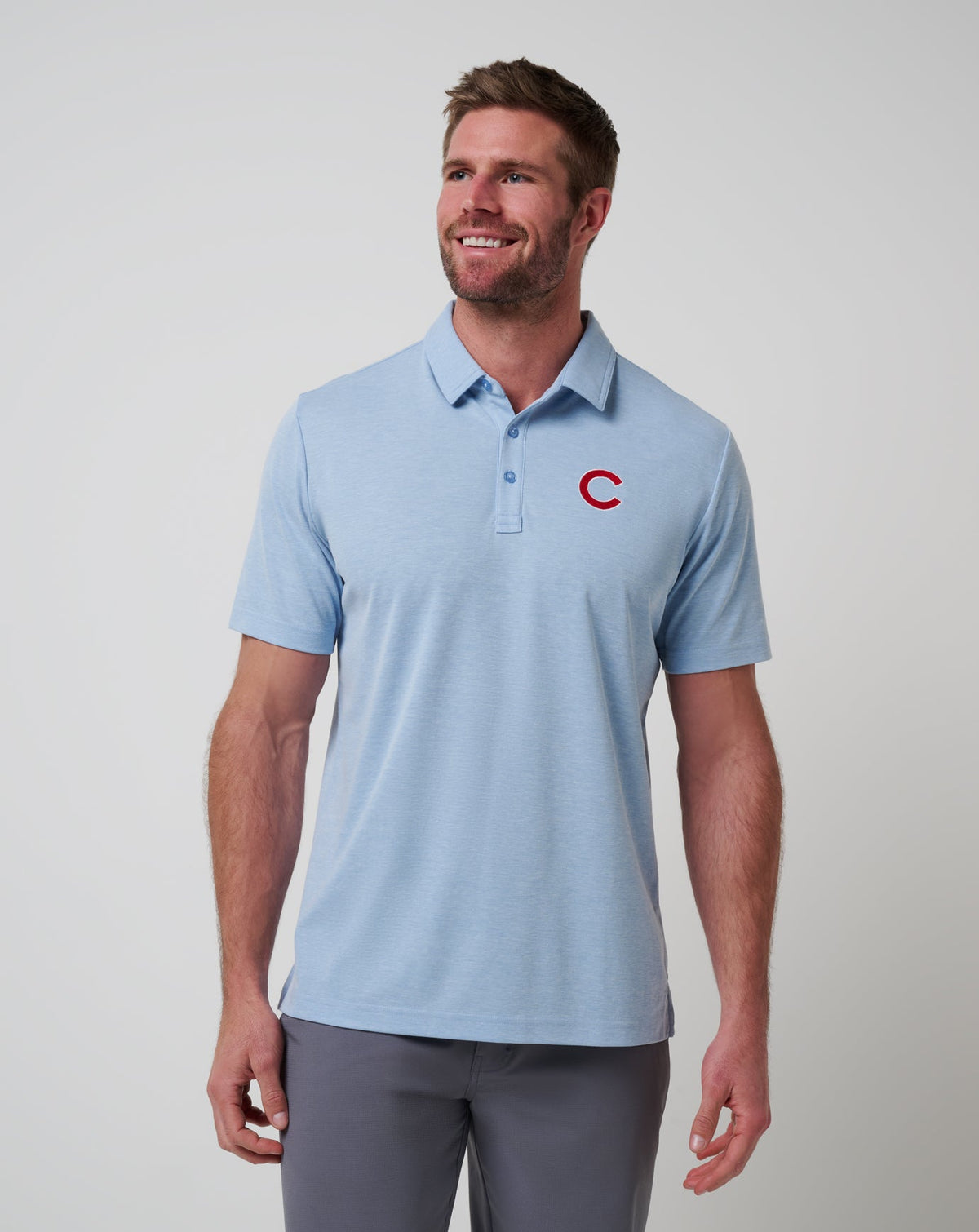 Chicago Cubs Playoff Pitch Polo Heather Blue | Travis Mathew Hot Sale