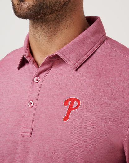 Philadelphia Phillies Playoff Pitch Polo Heather Red | Travis Mathew Great Value