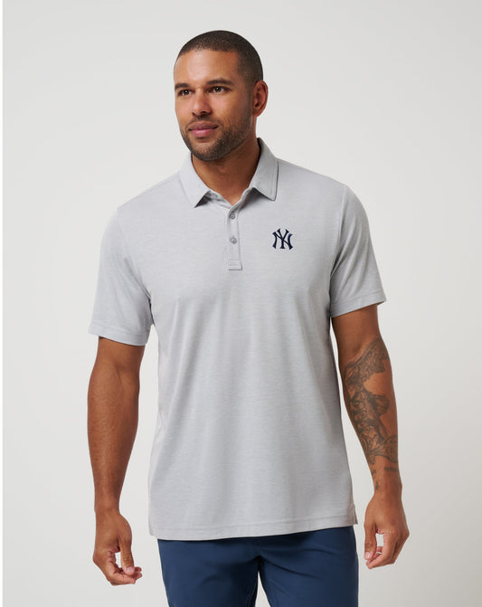 New York Yankees Playoff Pitch Polo Heather Grey | Travis Mathew Value