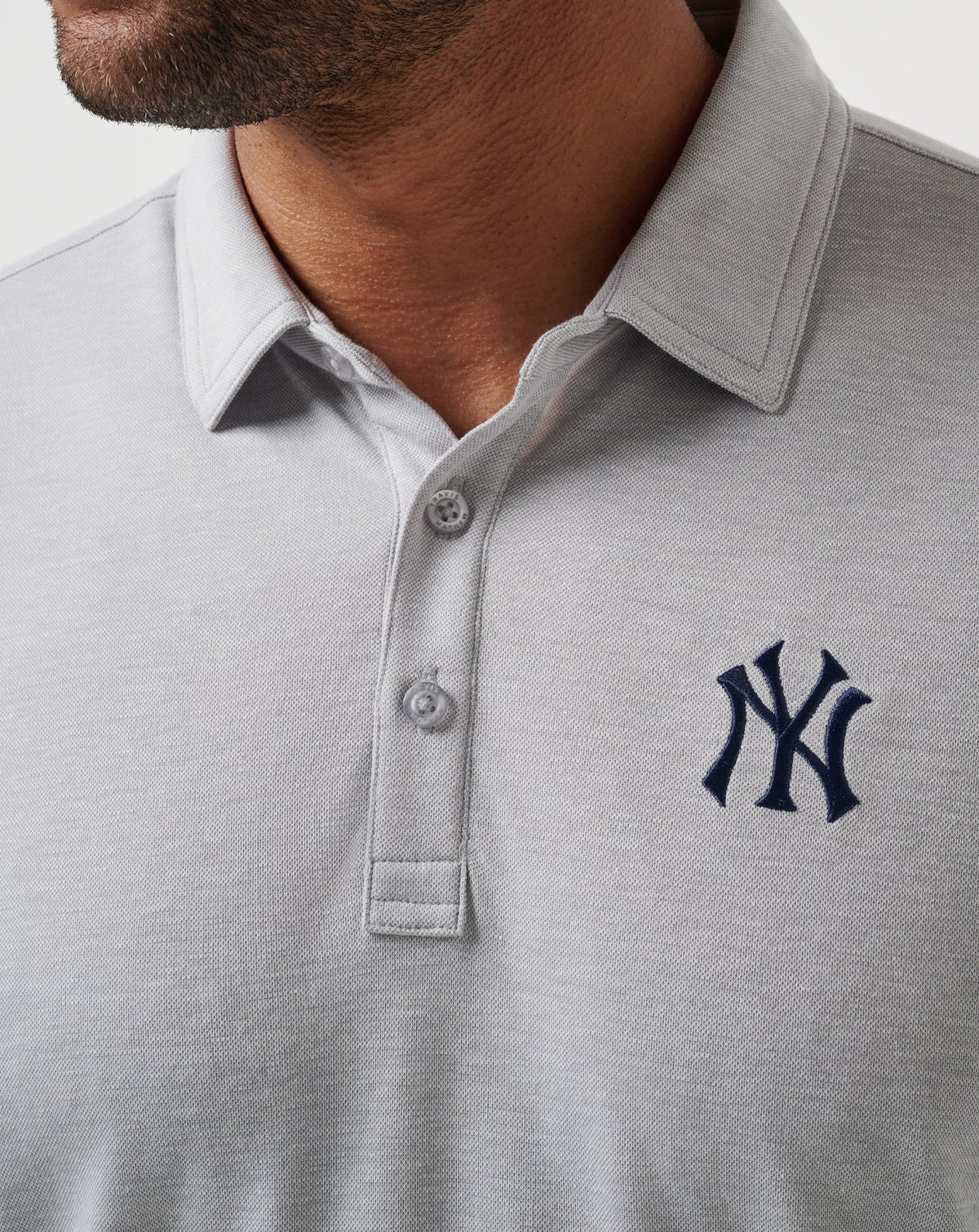 New York Yankees Playoff Pitch Polo Heather Grey | Travis Mathew Value