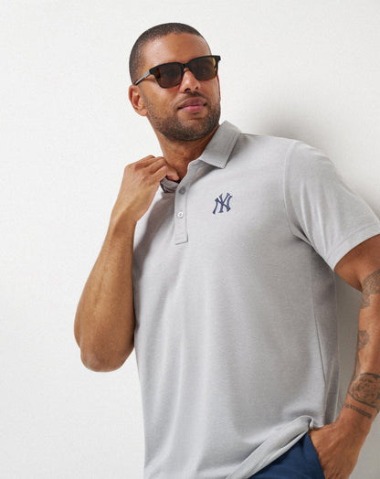 New York Yankees Playoff Pitch Polo Heather Grey | Travis Mathew Value