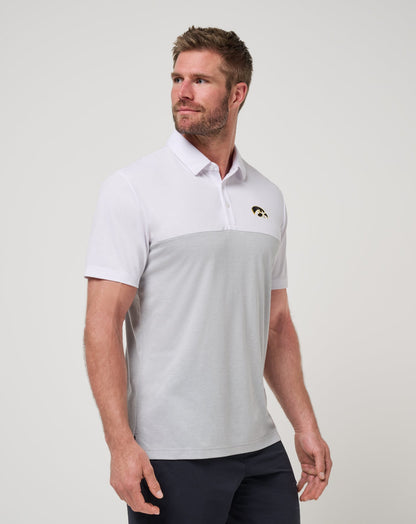 Iowa Drop Back Polo White/Heather Grey | Travis Mathew Everyday