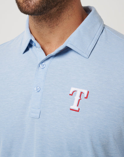 Texas Rangers Playoff Pitch Polo Heather Blue | Travis Mathew Essential