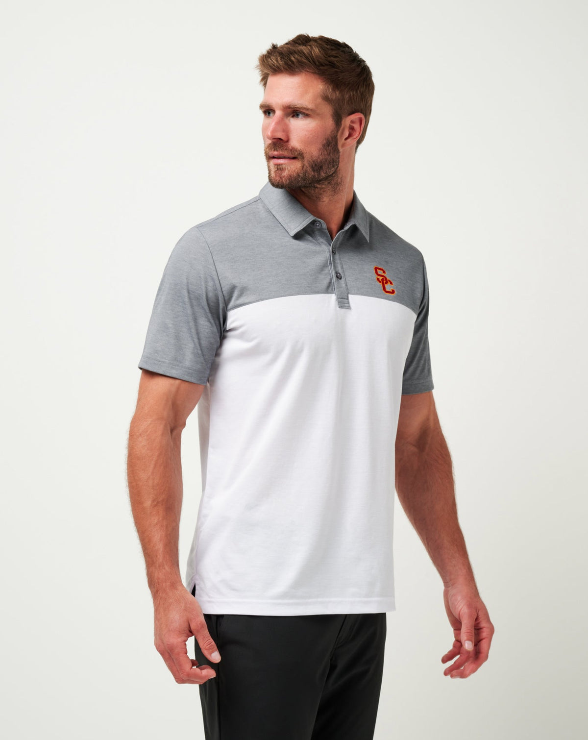 USC The Rudds 2.0 Polo Heather Quiet Shade/White | Travis Mathew Premium
