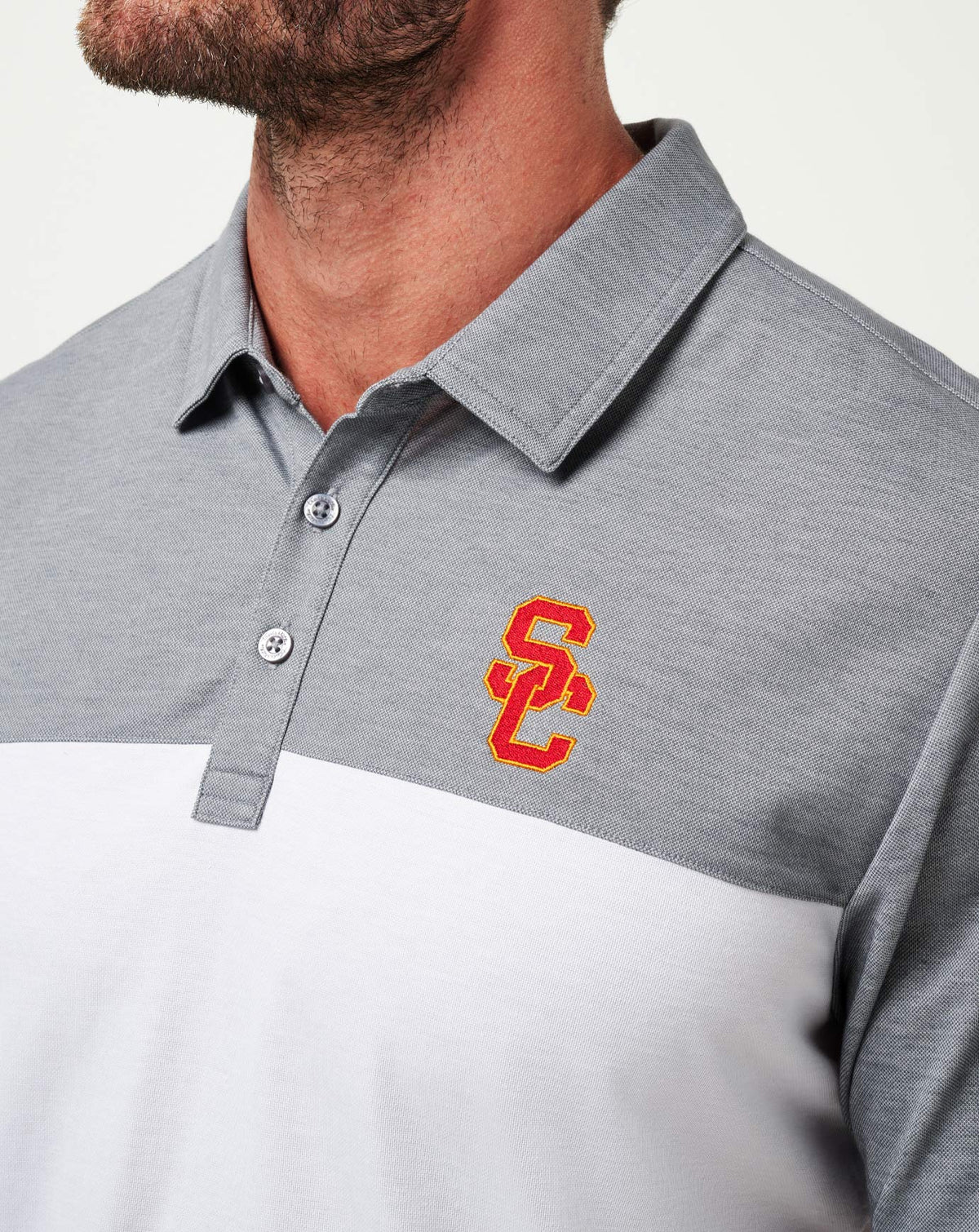 USC The Rudds 2.0 Polo Heather Quiet Shade/White | Travis Mathew Premium