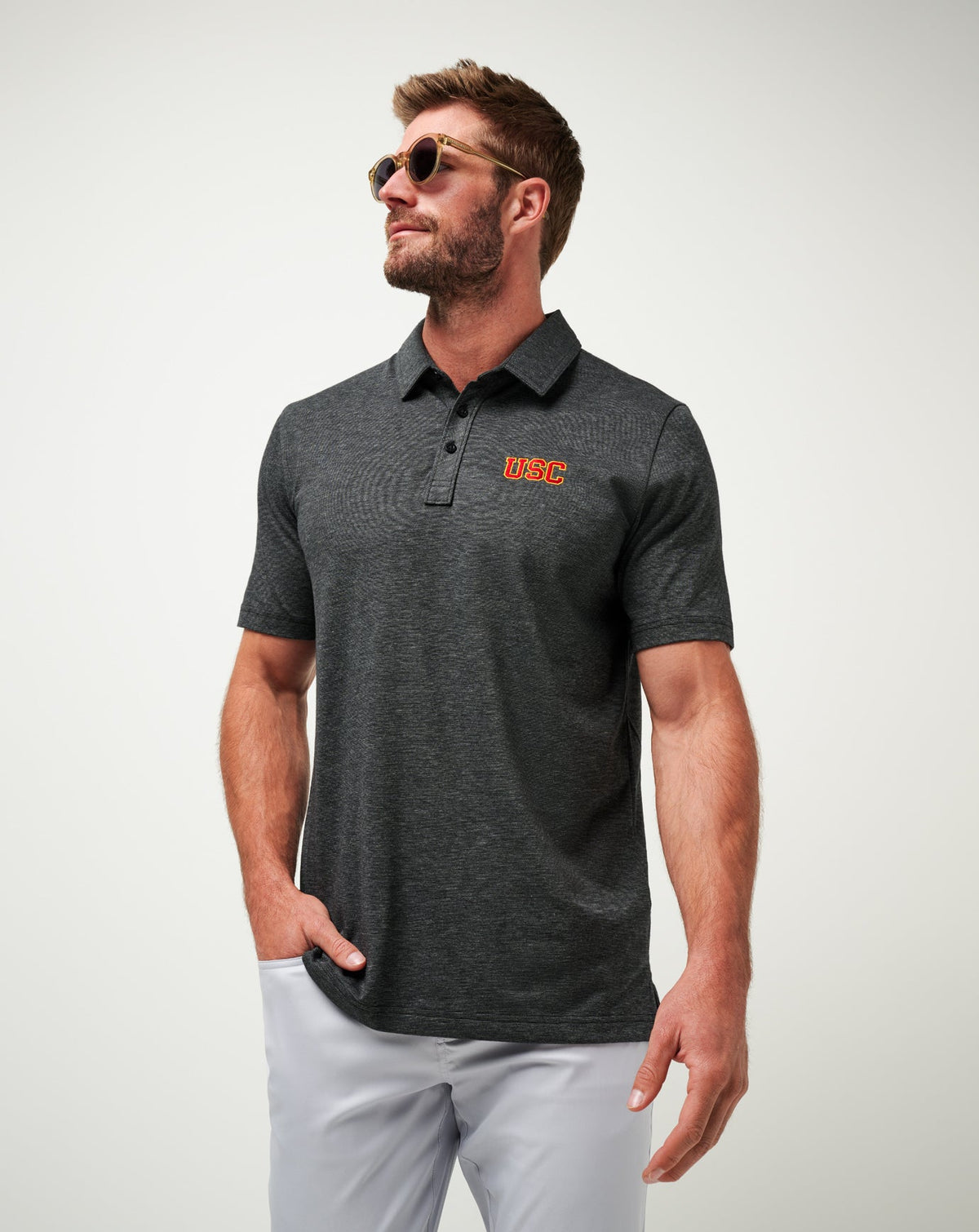 USC The Zinna Polo Heather Black | Travis Mathew Popular