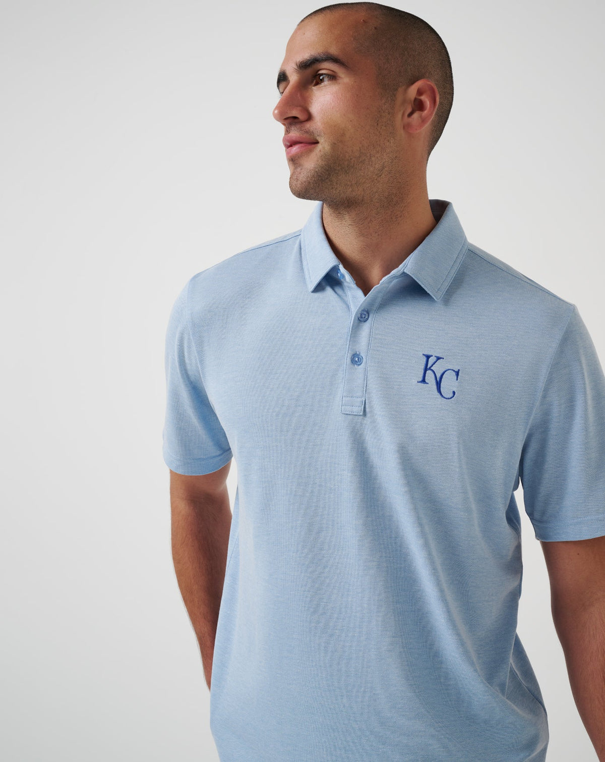 Kansas City Royals Playoff Pitch Polo Heather Blue | Travis Mathew Recommended