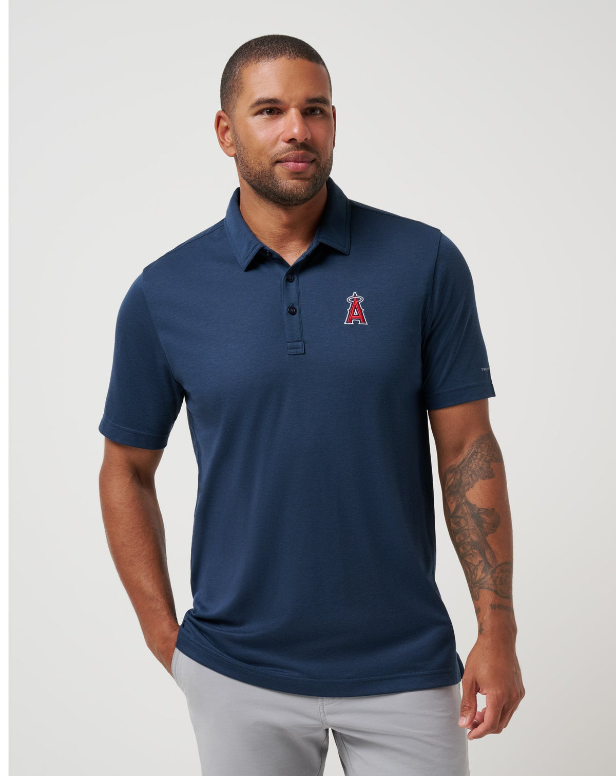 Los Angeles Angels Playoff Pitch Polo Navy | Travis Mathew Great Value