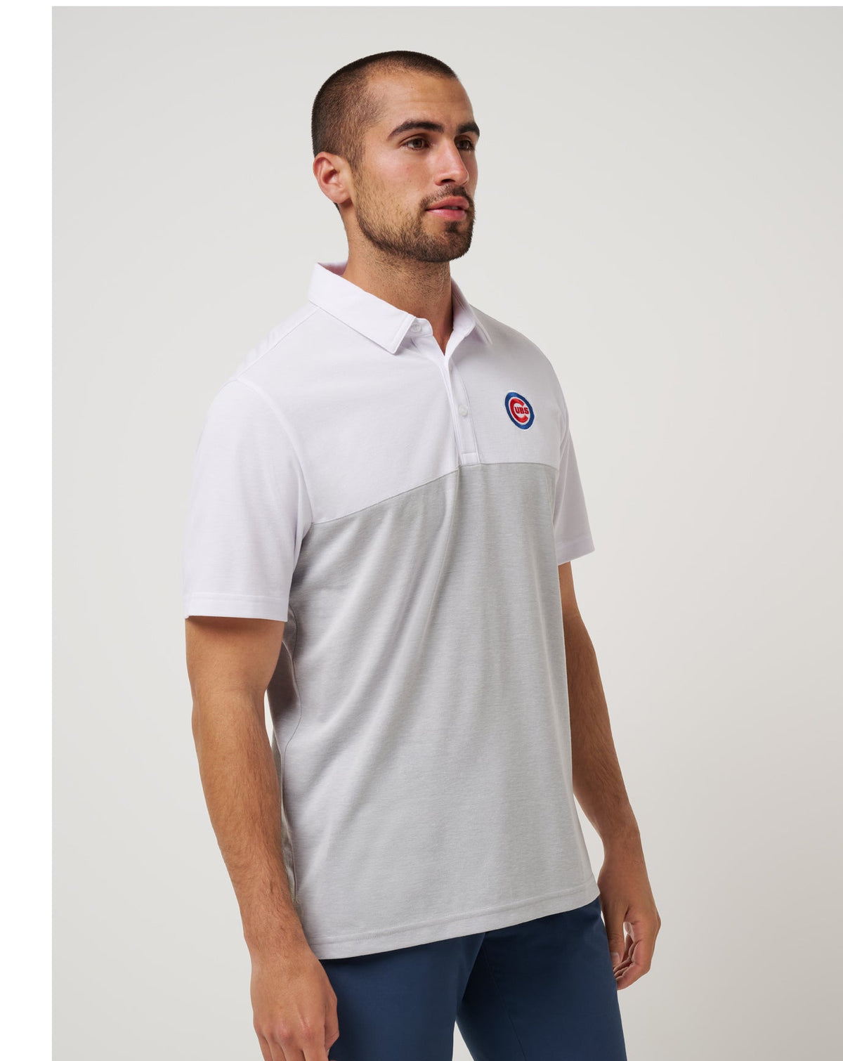 Chicago Cubs Home Run Leader Polo White/Heather Grey | Travis Mathew Special Offer