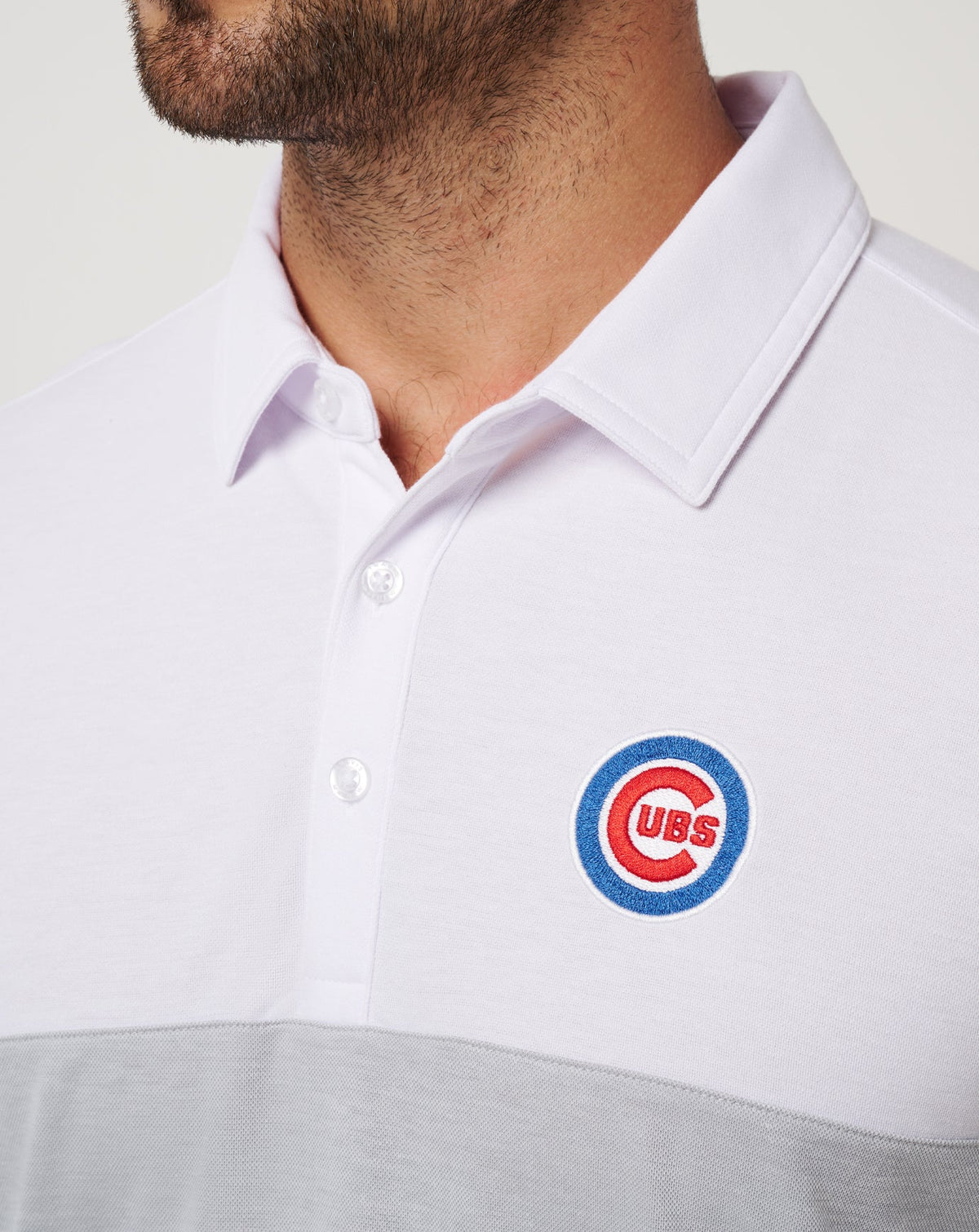 Chicago Cubs Home Run Leader Polo White/Heather Grey | Travis Mathew Special Offer