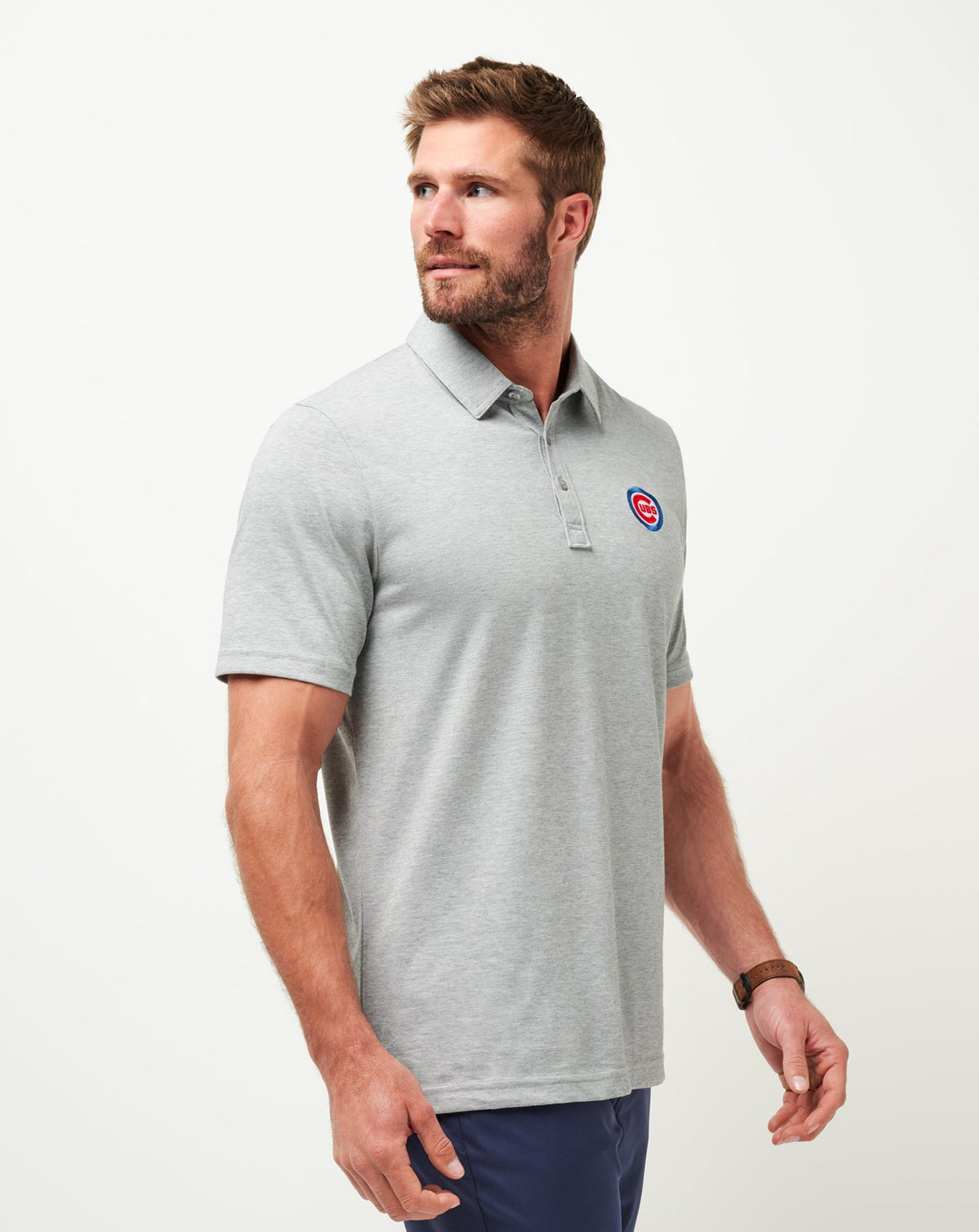 Chicago Cubs The Zinna Polo Heather Grey | Travis Mathew Best Seller