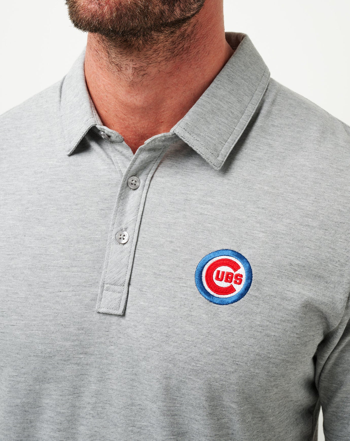 Chicago Cubs The Zinna Polo Heather Grey | Travis Mathew Best Seller