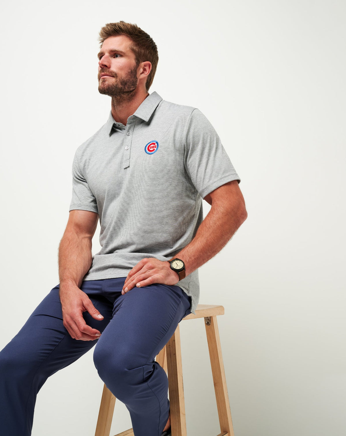 Chicago Cubs The Zinna Polo Heather Grey | Travis Mathew Best Seller