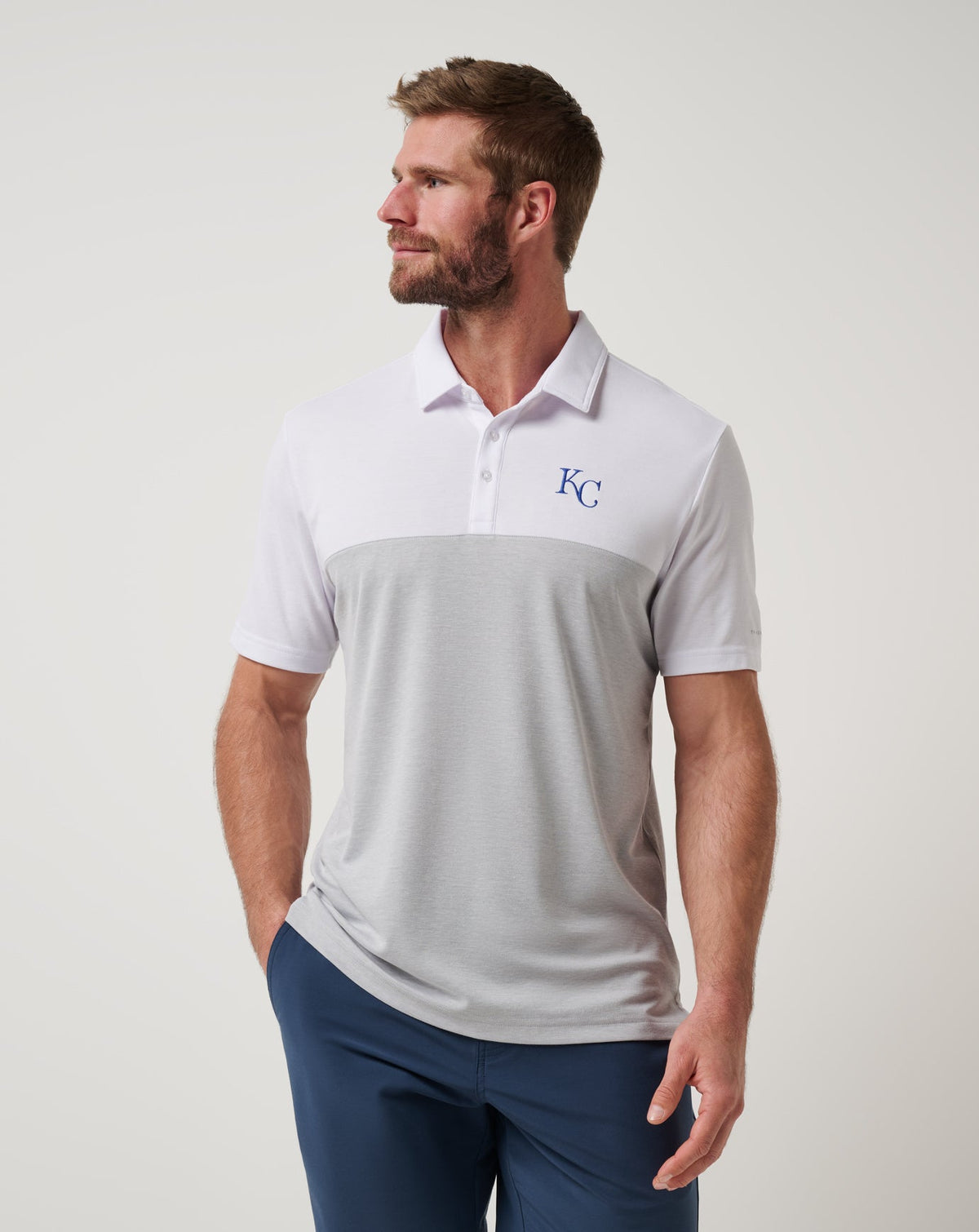 Kansas City Royals Home Run Leader Polo White/Heather Grey | Travis Mathew Customer Favorite