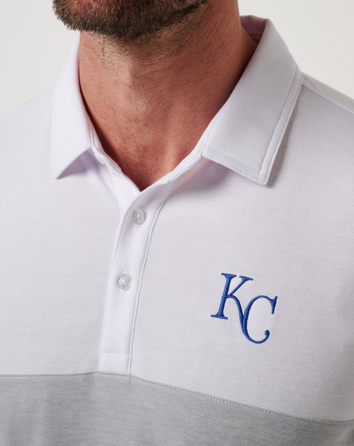 Kansas City Royals Home Run Leader Polo White/Heather Grey | Travis Mathew Customer Favorite