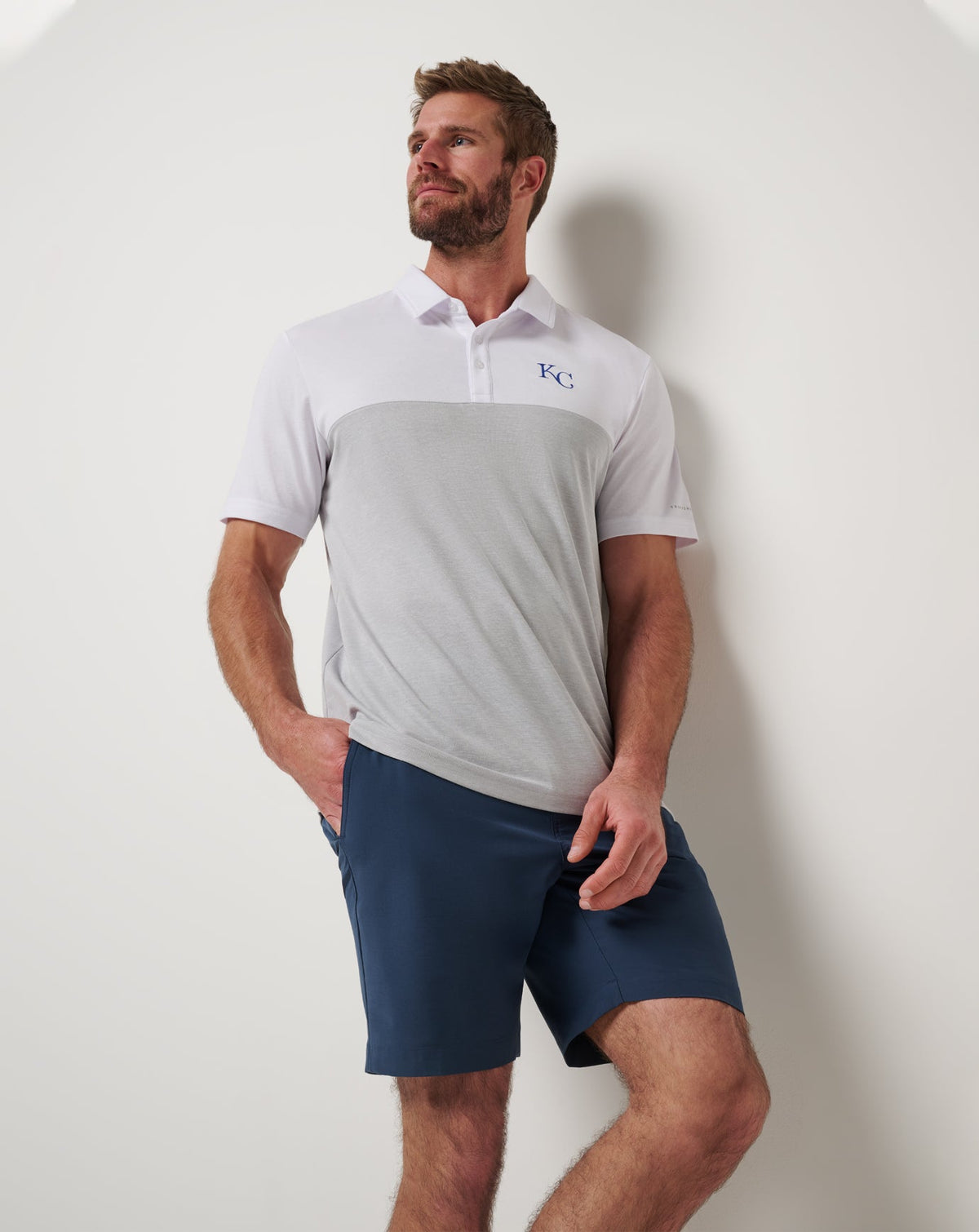 Kansas City Royals Home Run Leader Polo White/Heather Grey | Travis Mathew Customer Favorite