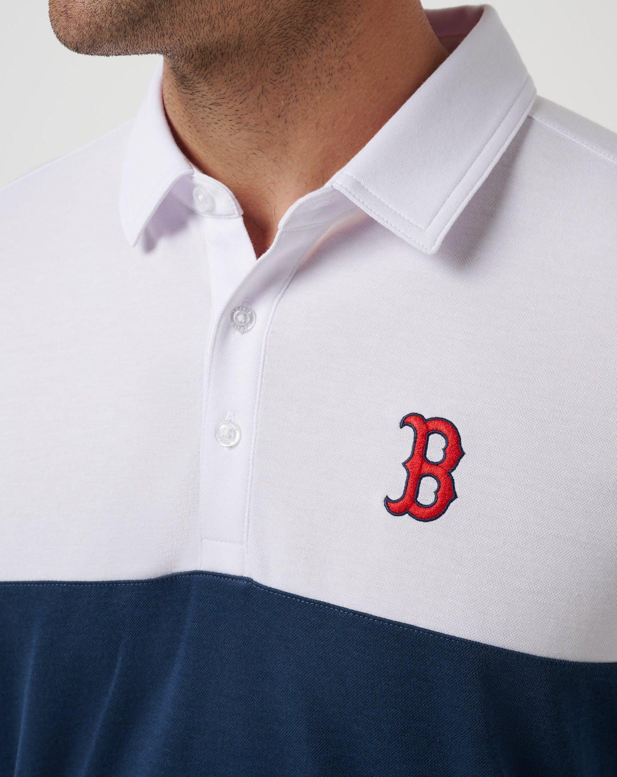 Boston Red Sox Home Run Leader Polo White/Navy | Travis Mathew Exclusive