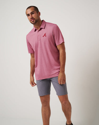 Atlanta Braves Playoff Pitch Polo Heather Red | Travis Mathew Great Value