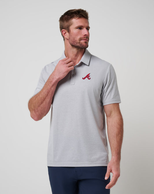 Atlanta Braves Playoff Pitch Polo Heather Grey | Travis Mathew Best Seller