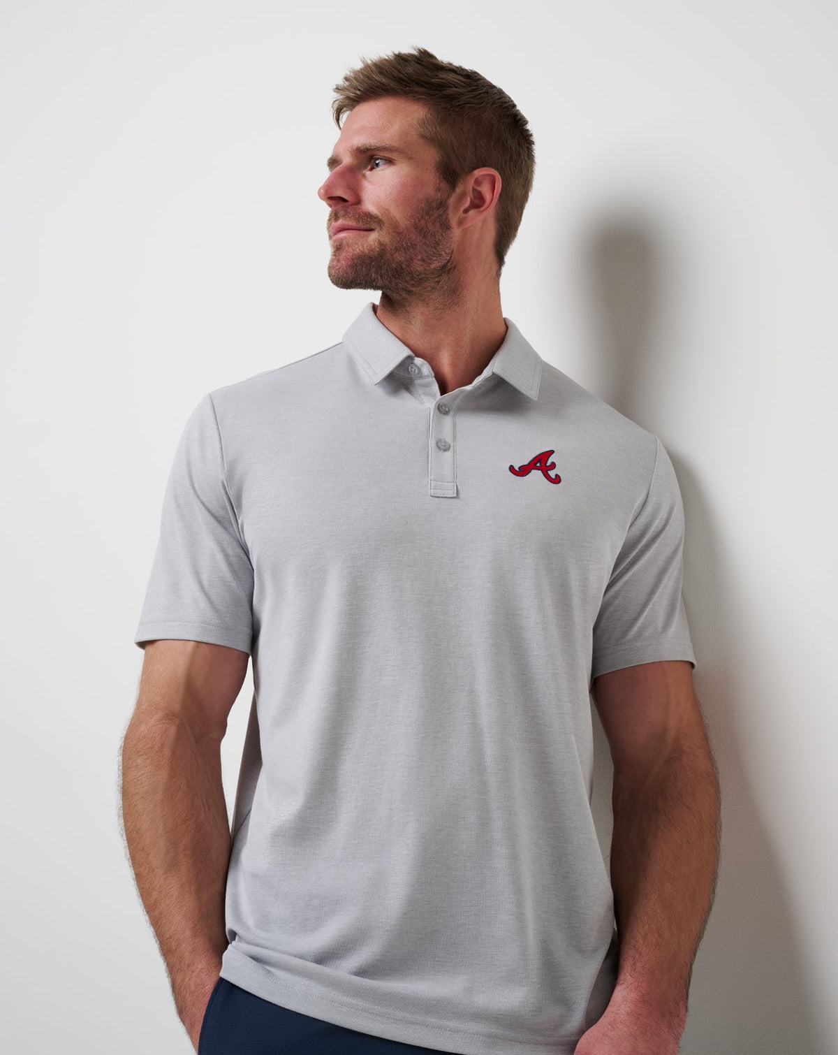 Atlanta Braves Playoff Pitch Polo Heather Grey | Travis Mathew Best Seller