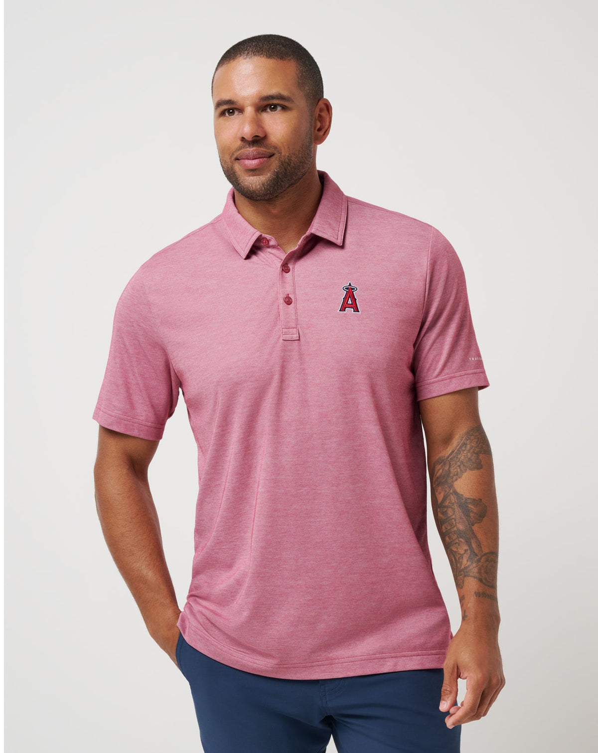 Los Angeles Angels Playoff Pitch Polo Heather Red | Travis Mathew Everyday