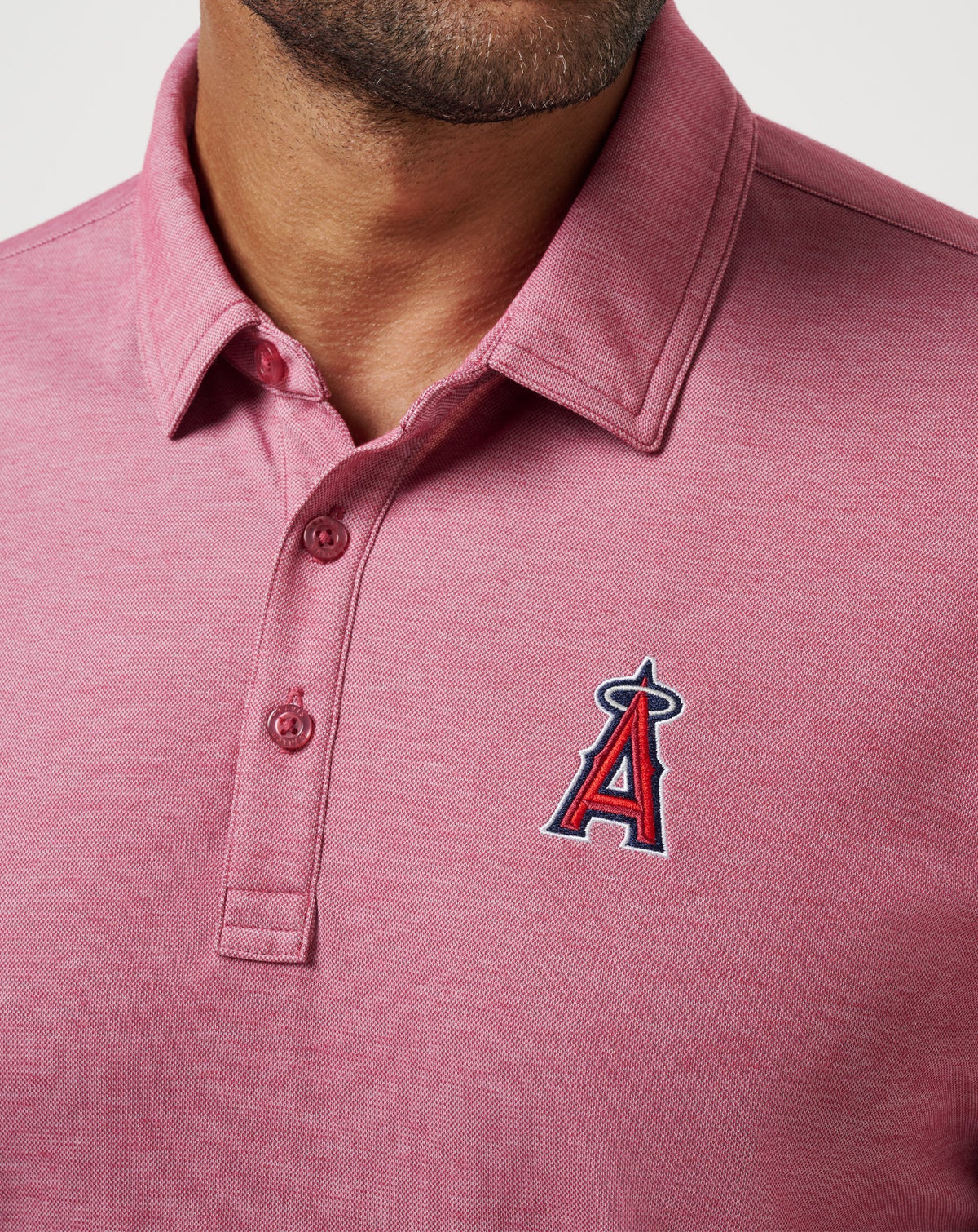Los Angeles Angels Playoff Pitch Polo Heather Red | Travis Mathew Everyday