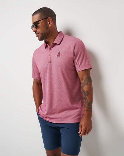 Los Angeles Angels Playoff Pitch Polo Heather Red | Travis Mathew Everyday