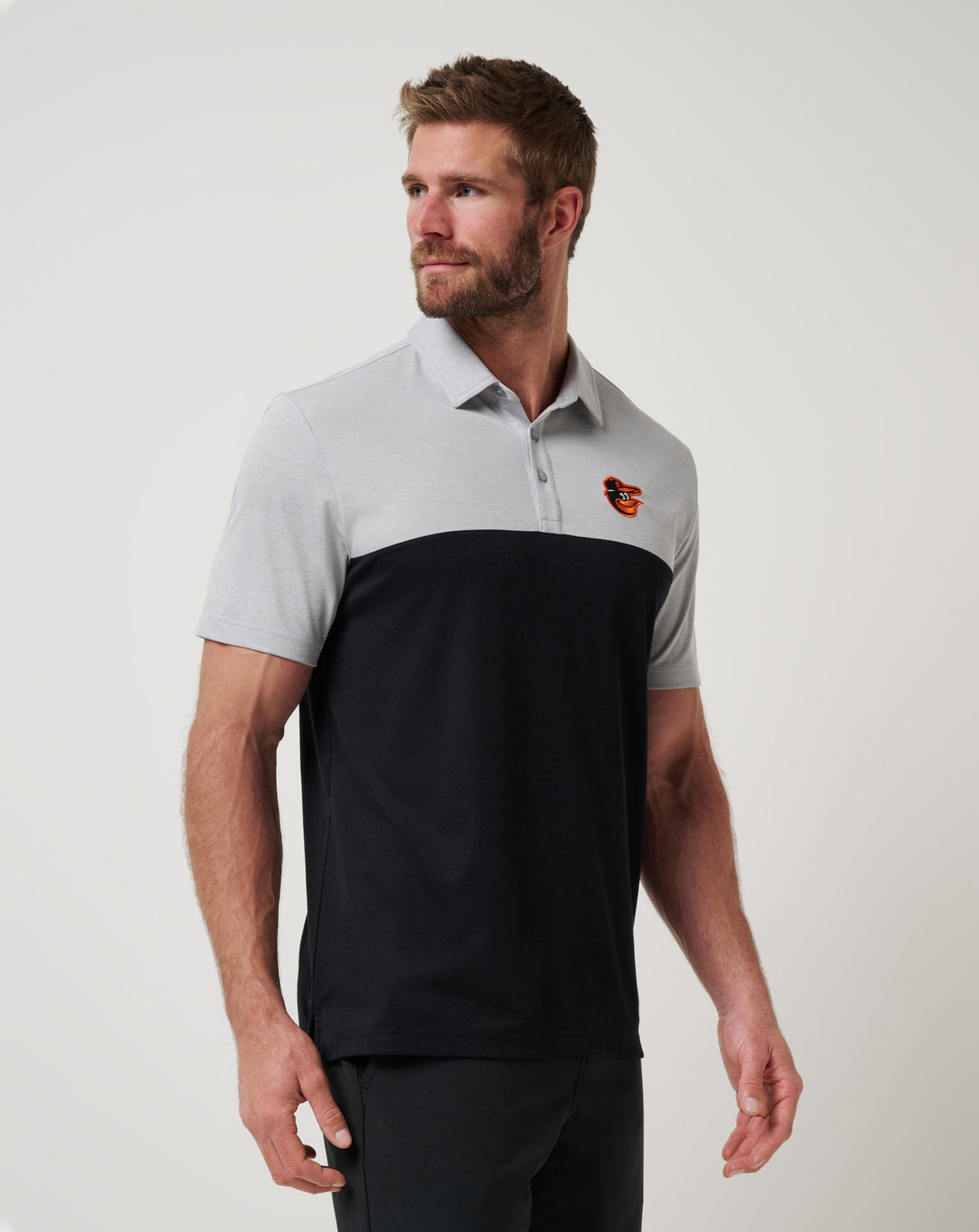 Baltimore Orioles Home Run Leader Polo Heather Grey/Black | Travis Mathew Popular