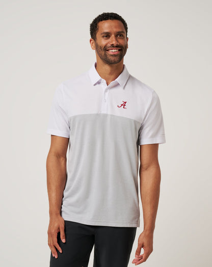 Alabama Drop Back Polo White/Heather Grey | Travis Mathew New