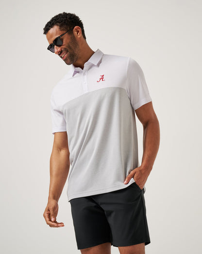 Alabama Drop Back Polo White/Heather Grey | Travis Mathew New