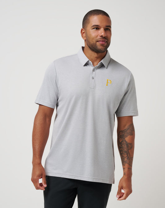 Pittsburgh Pirates Playoff Pitch Polo Heather Grey | Travis Mathew Signature
