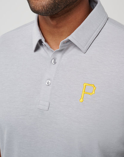 Pittsburgh Pirates Playoff Pitch Polo Heather Grey | Travis Mathew Signature