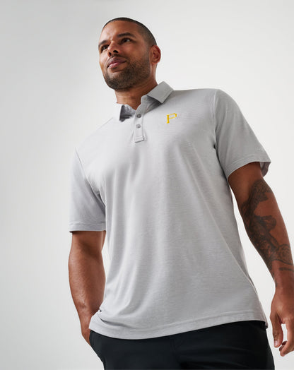 Pittsburgh Pirates Playoff Pitch Polo Heather Grey | Travis Mathew Signature