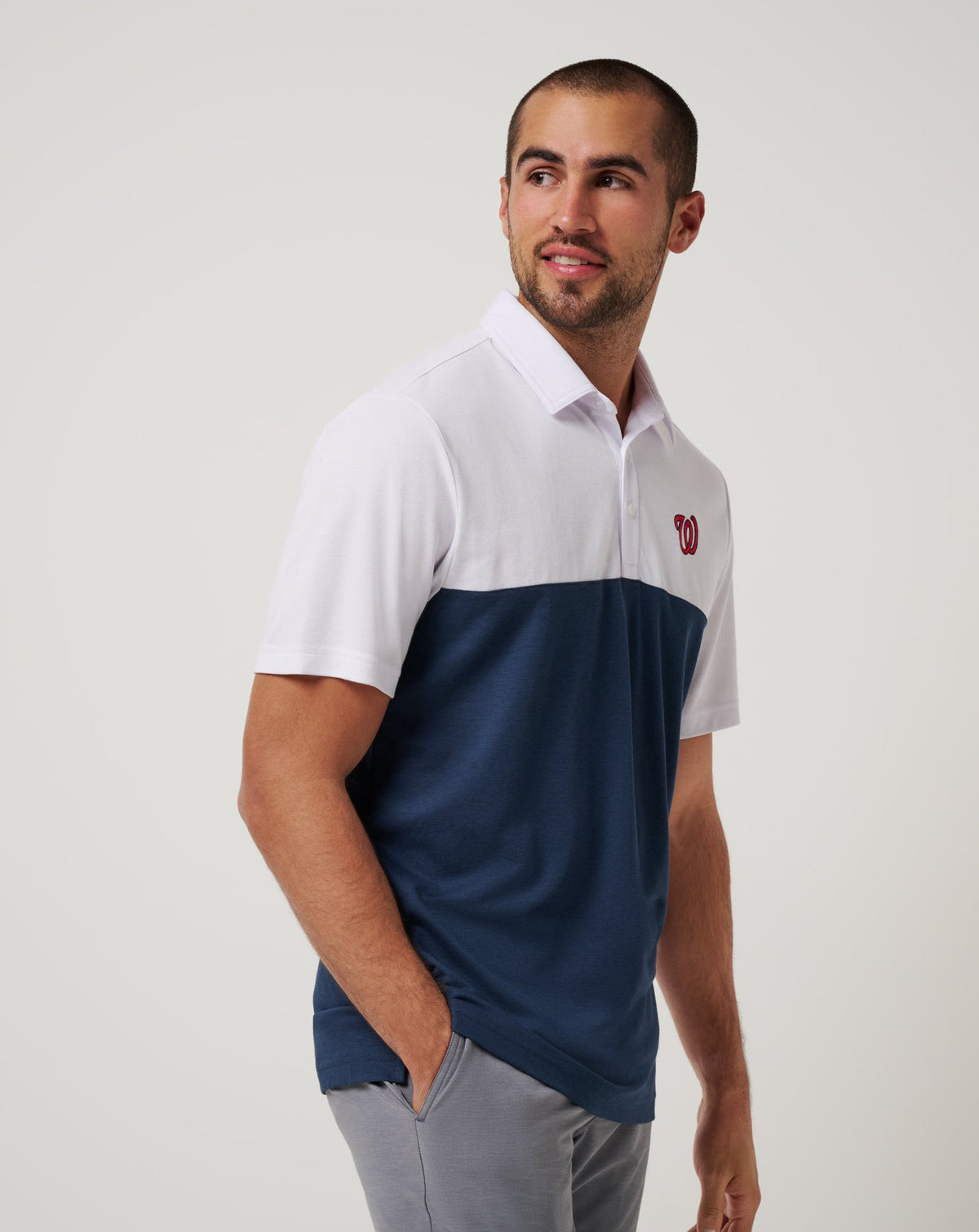 Washington Nationls Home Run Leader Polo White/Navy | Travis Mathew Top Pick