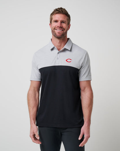 Cincinnati Reds Home Run Leader Polo Heather Grey/Black | Travis Mathew Customer Favorite