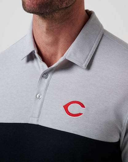 Cincinnati Reds Home Run Leader Polo Heather Grey/Black | Travis Mathew Customer Favorite