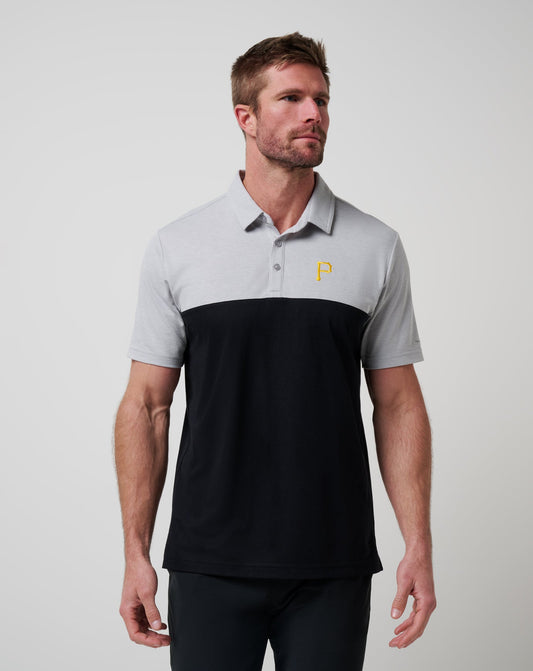 Pittsburgh Pirates Home Run Leader Polo Heather Grey/Black | Travis Mathew Popular