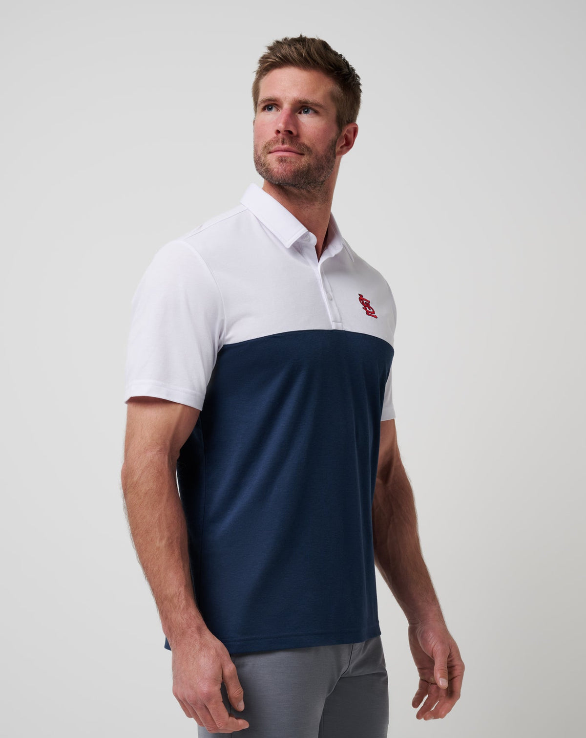 St Louis Cardinals Home Run Leader Polo White/Navy | Travis Mathew Special Offer