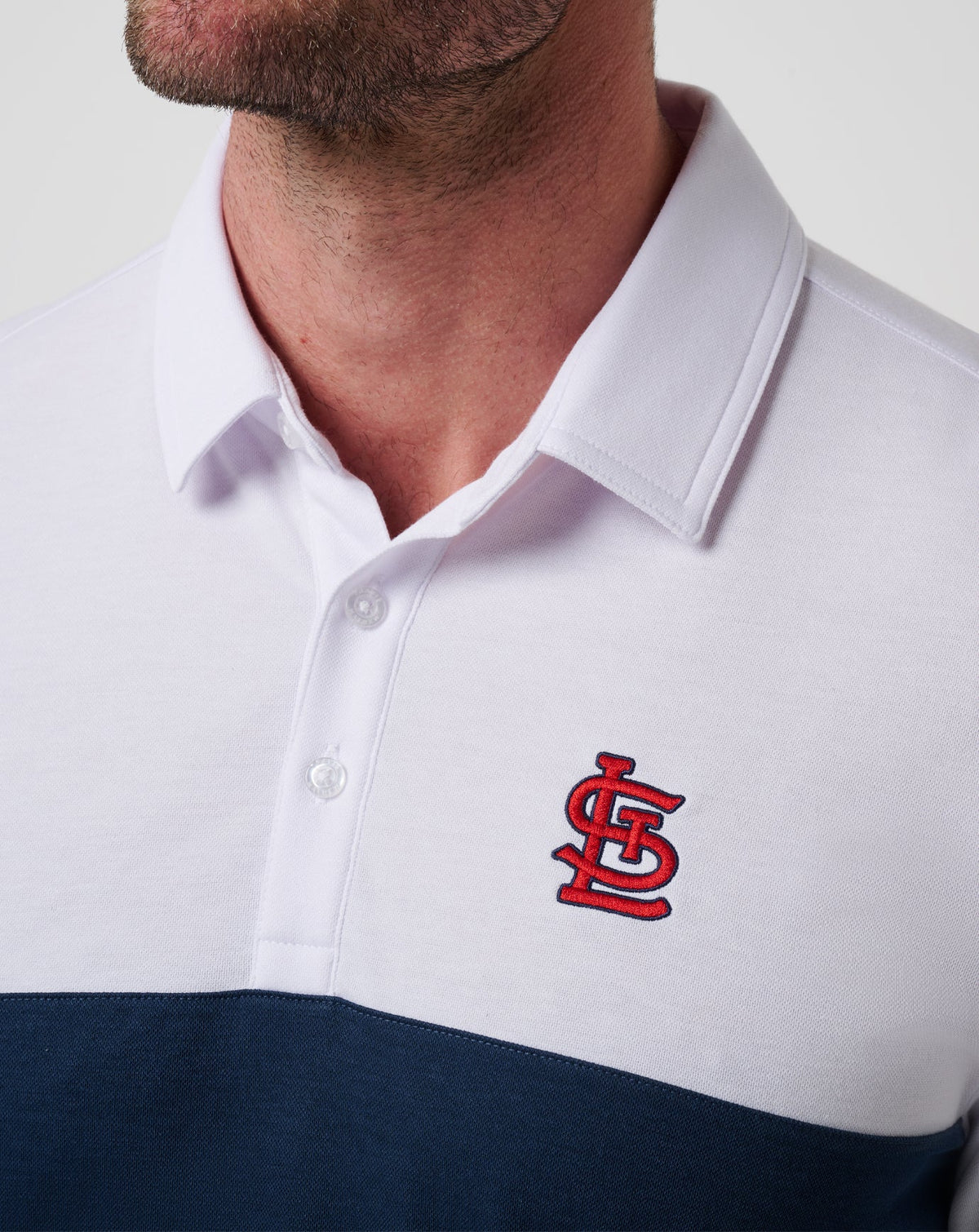 St Louis Cardinals Home Run Leader Polo White/Navy | Travis Mathew Special Offer