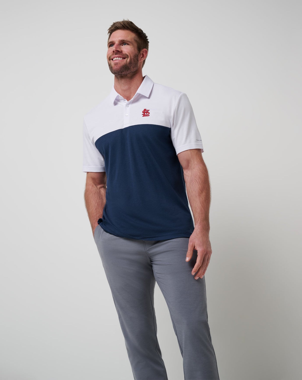 St Louis Cardinals Home Run Leader Polo White/Navy | Travis Mathew Special Offer