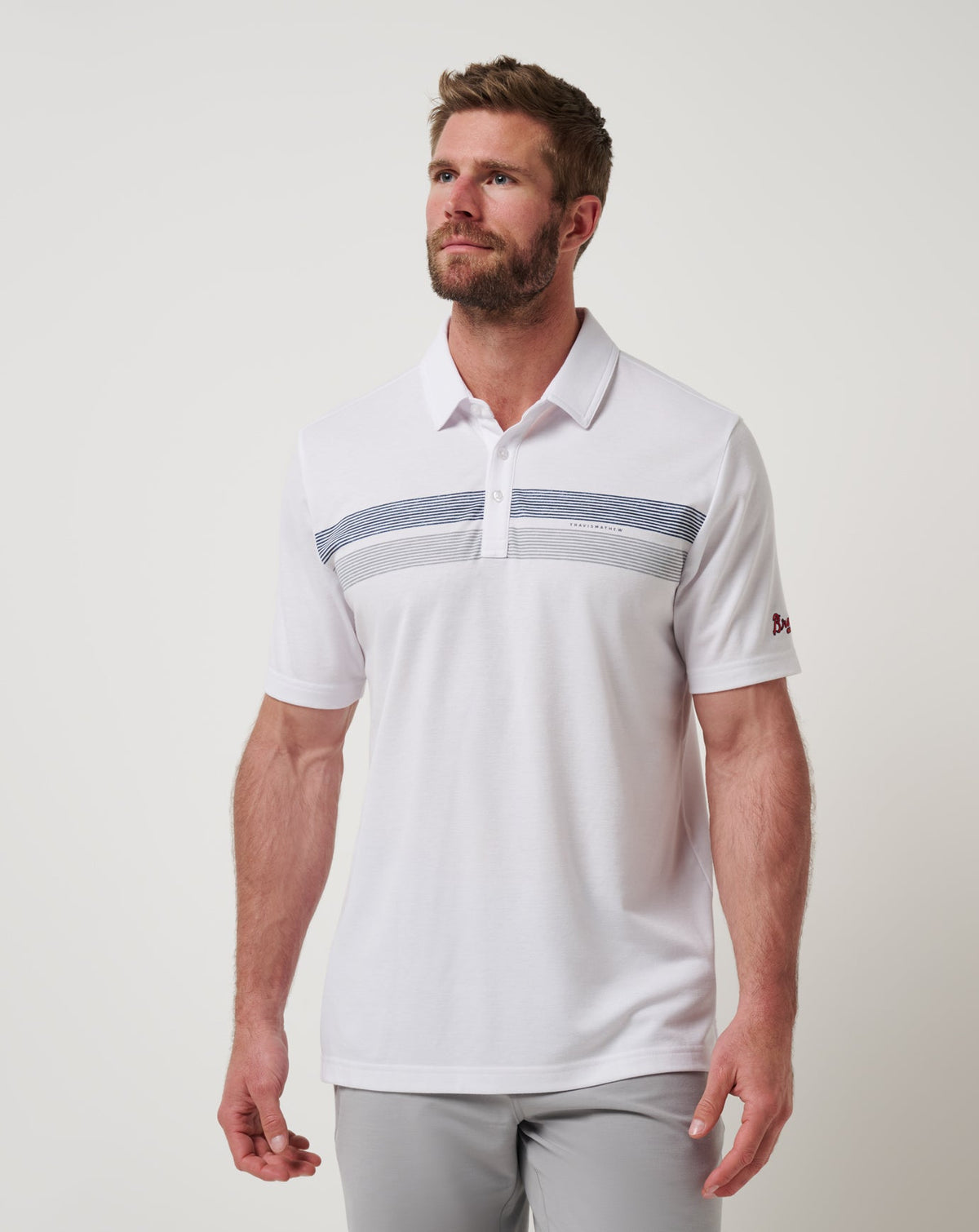 Atlanta Braves Top Recruit Polo White | Travis Mathew Great Value