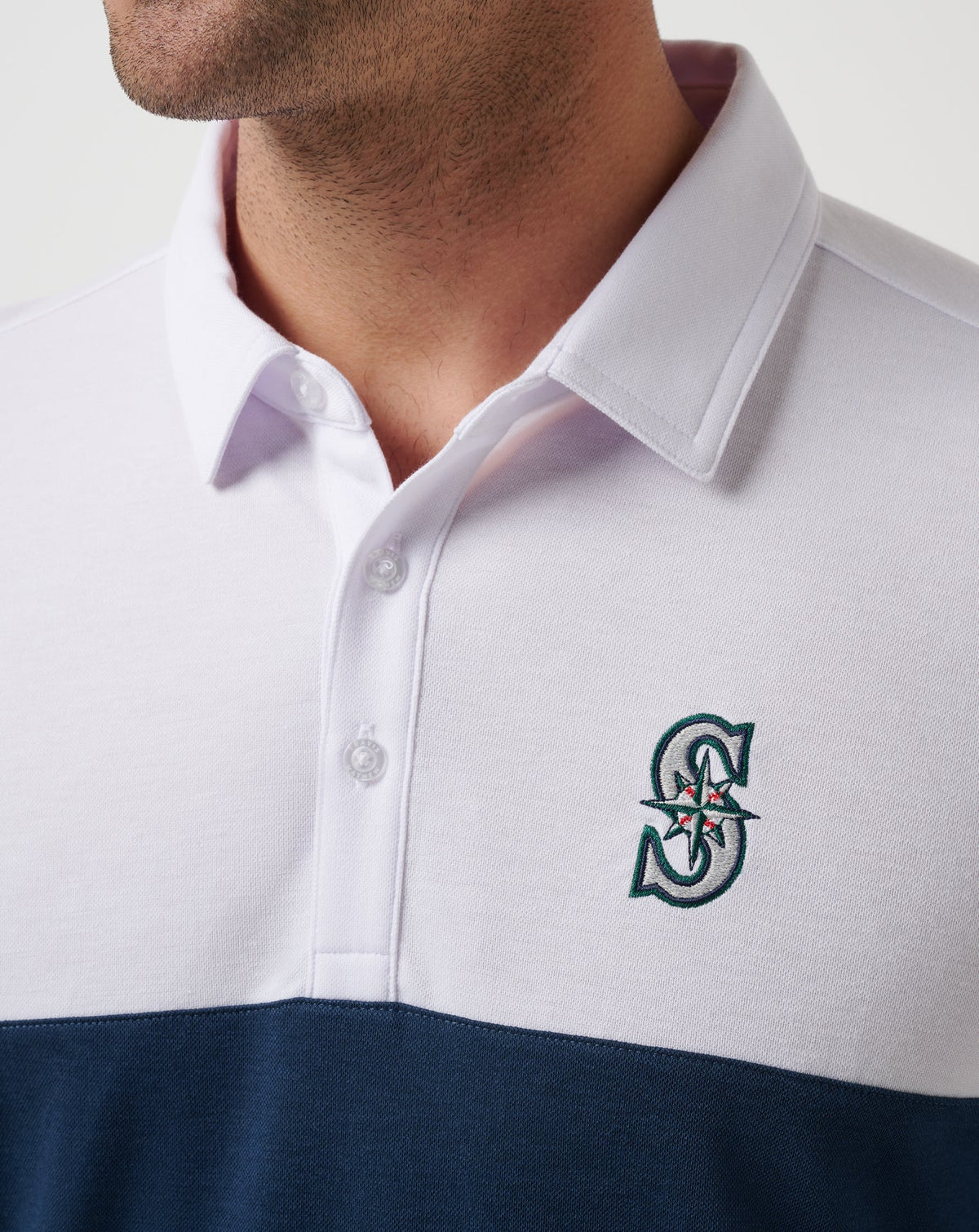 Seattle Mariners Home Run Leader Polo White/Navy | Travis Mathew Special Offer