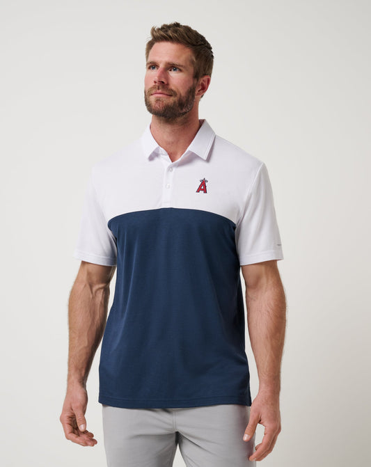 Los Angeles Angels Home Run Leader Polo White/Navy | Travis Mathew Hot Sale