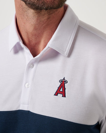 Los Angeles Angels Home Run Leader Polo White/Navy | Travis Mathew Hot Sale