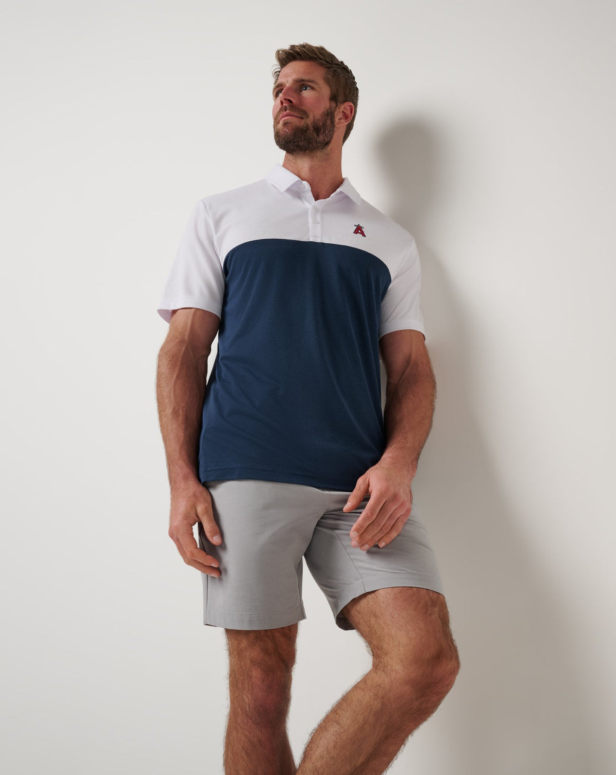 Los Angeles Angels Home Run Leader Polo White/Navy | Travis Mathew Hot Sale
