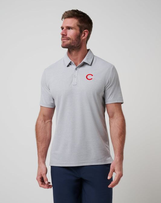 Chicago Cubs Playoff Pitch Polo Heather Grey | Travis Mathew Trending