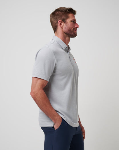 Chicago Cubs Playoff Pitch Polo Heather Grey | Travis Mathew Trending