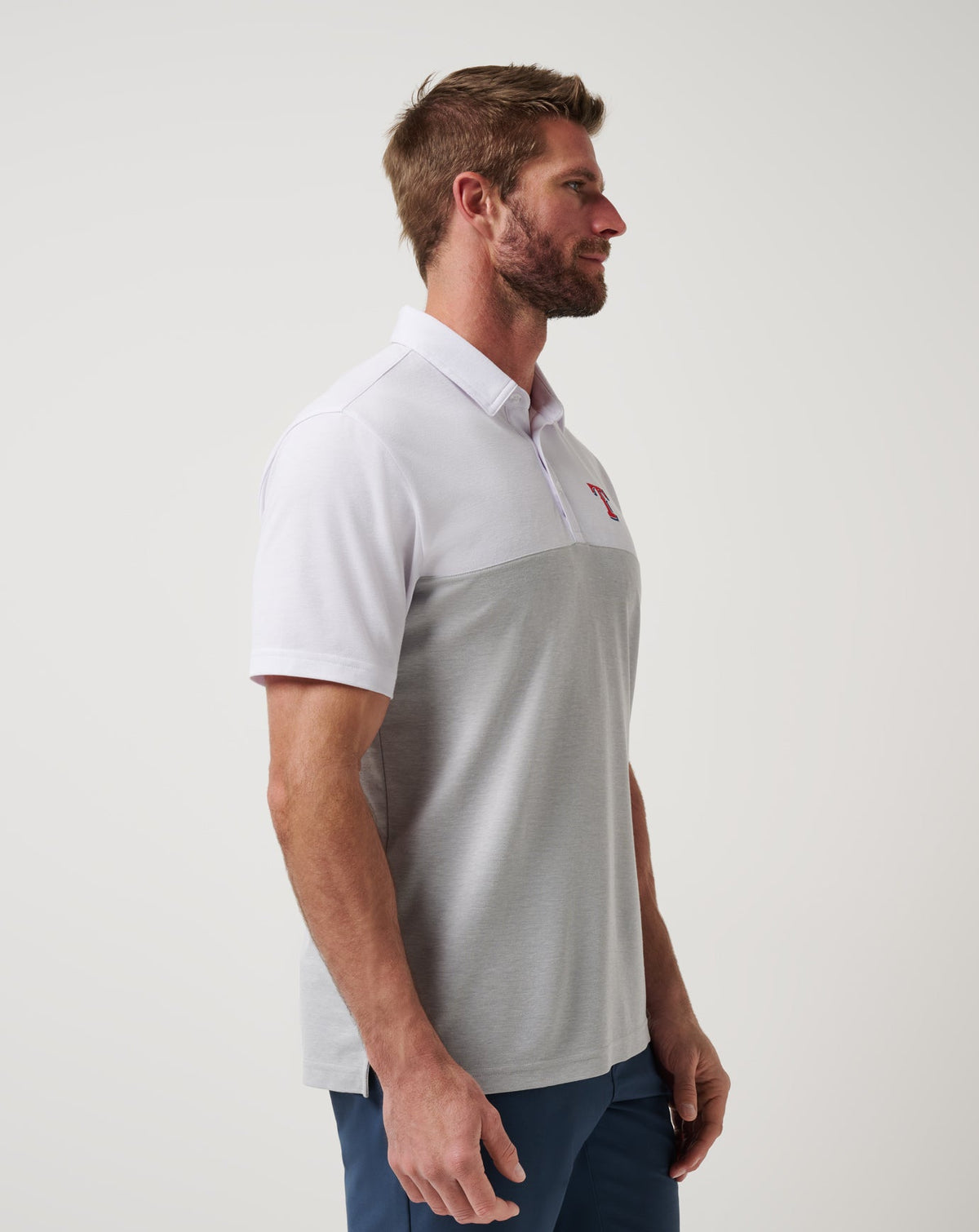 Texas Rangers Home Run Leader Polo White/Heather Grey | Travis Mathew Essential