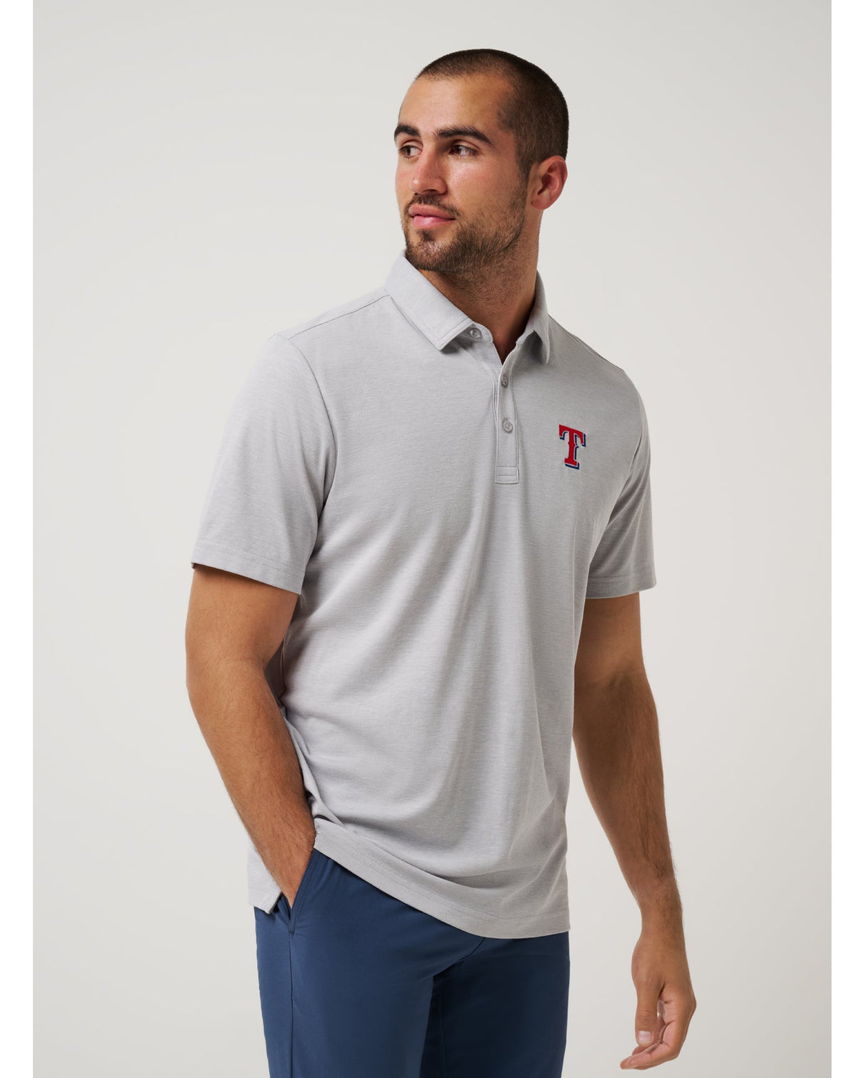 Texas Rangers Playoff Pitch Polo Heather Grey | Travis Mathew Deals